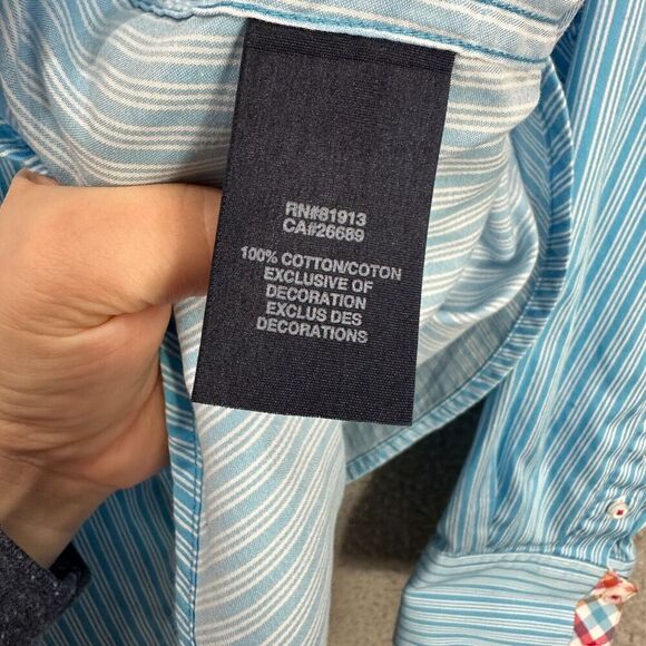 Robert Graham X Collection Blue Striped Long Sleeve Button Down Mens Large - Picture 8 of 10